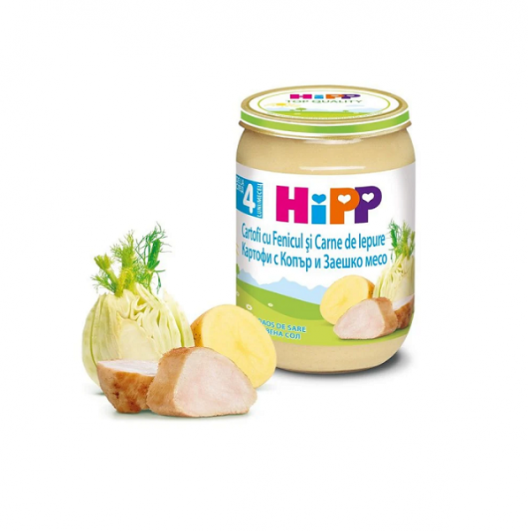 Hipp Пюре картофи с копър и Заешко месо за след 4 месечна възраст - 190 гр